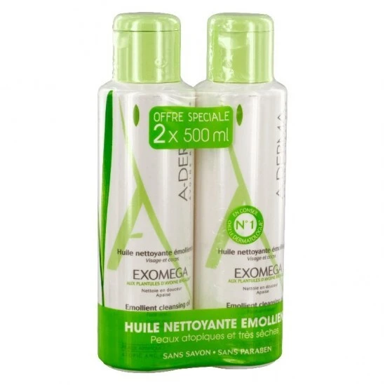 A-derma Exomega Huile Nettoyante émolliente Duo 500ml 4 A-derma Exomega Huile Nettoyante émolliente Duo 500ml – Image 2